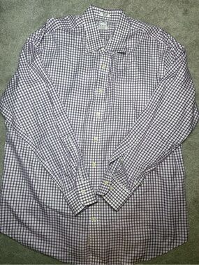 Peter Millar Purple and White Checked Dress Shirt